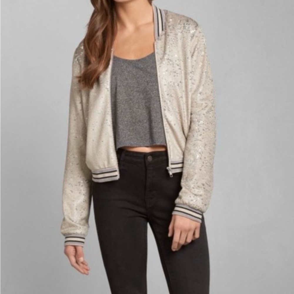 Abercrombie and Fitch Bella Sequin Bomber Jacket size S